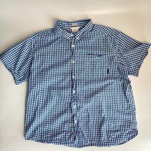 Columbia Button Down Shirt Mens Extra Large XXL Blue Gingham Regular Fit